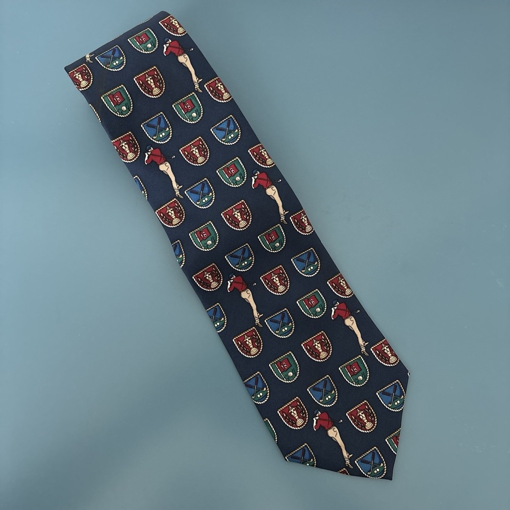 Vtg HATHAWAY Golf Tie 100% Silk Made in USA - Picture 1 of 4